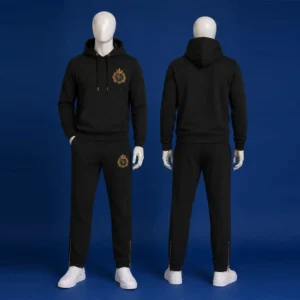 black gold logo tracksuit