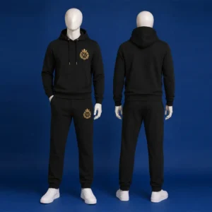 jet black hooded tracksuit